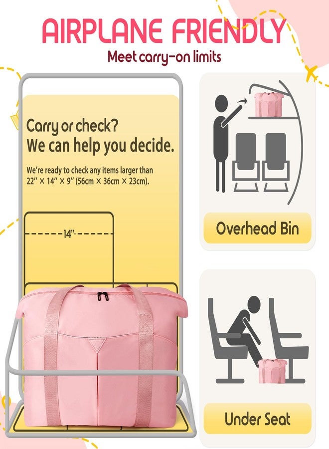Magimack Duffle Bag for Travel, Carry-on Travel Bag with Trolley Sleeve, Sport Gym Bag for Women, Overnight Bag for Men, Hospital Bag for Labor and Delivery (Pink) - Image 3
